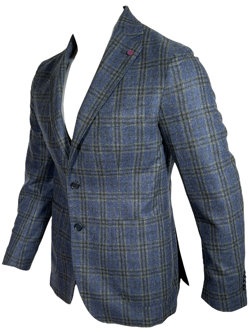 SARTORIA PARTENOPEA SPORT COAT - NAVY/OLIVE PLAID