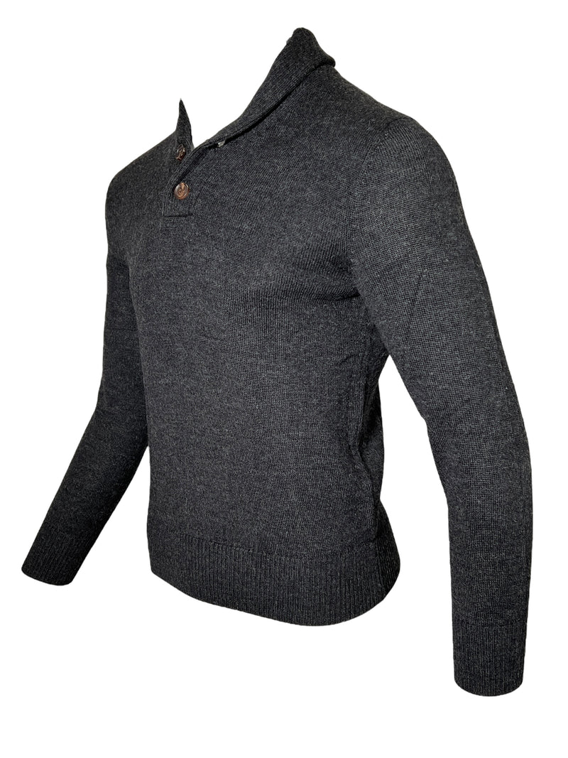 PERU UNLIMITED 2 BUTTON SHAWL SWEATER - CHARCOAL HEATHER