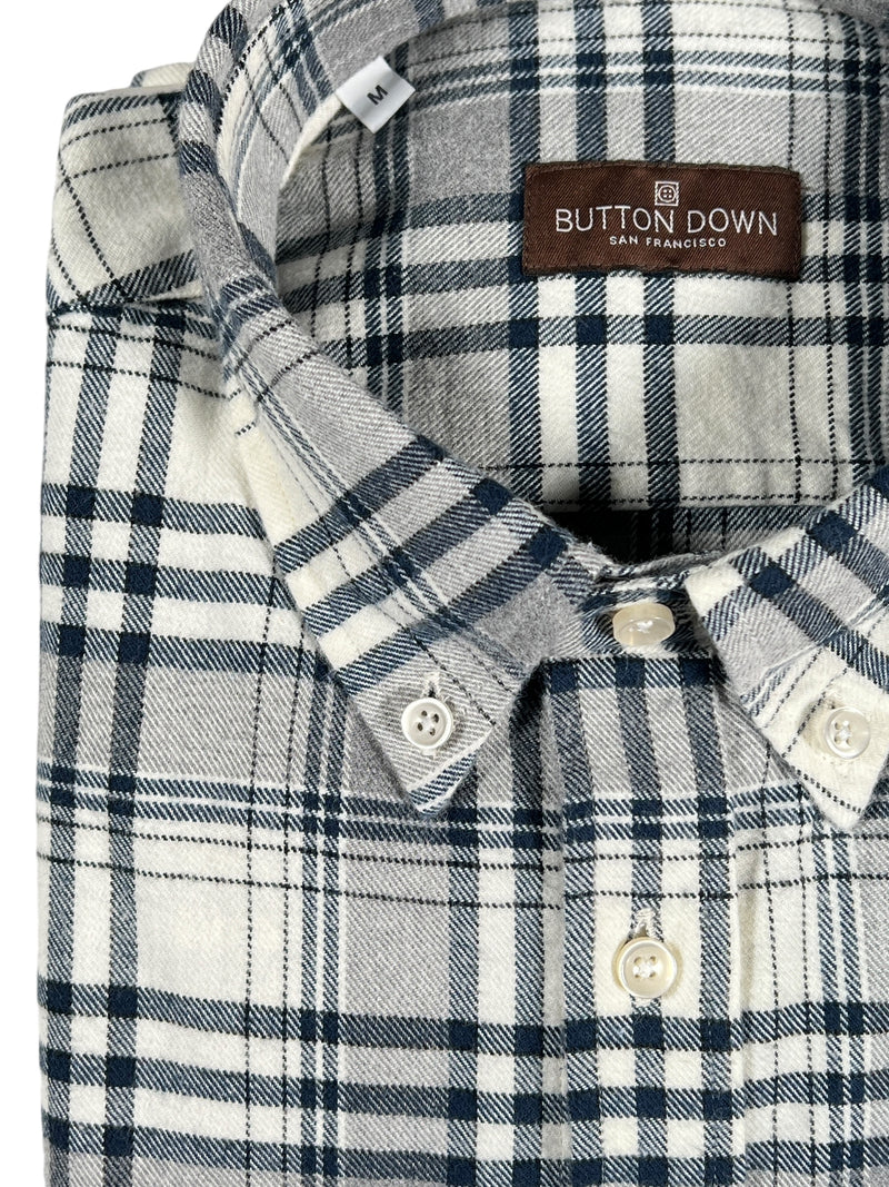 BUTTON DOWN SPORT SHIRT - NAVY/WHITE PLAID