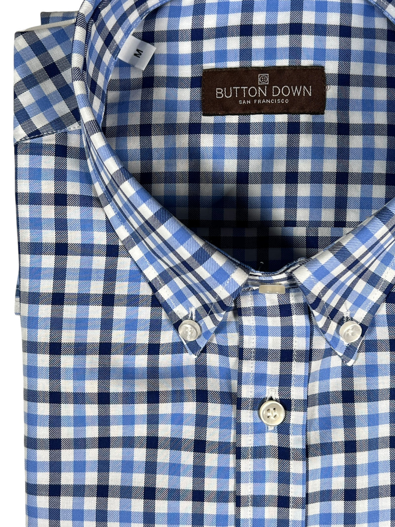 BUTTON DOWN SPORT SHIRT - NAVY/BLUE GINGHAM