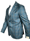 L.B.M. 1911 TAILORED WOOL TWILL SPORT COAT - ROYAL & BROWN CHECK