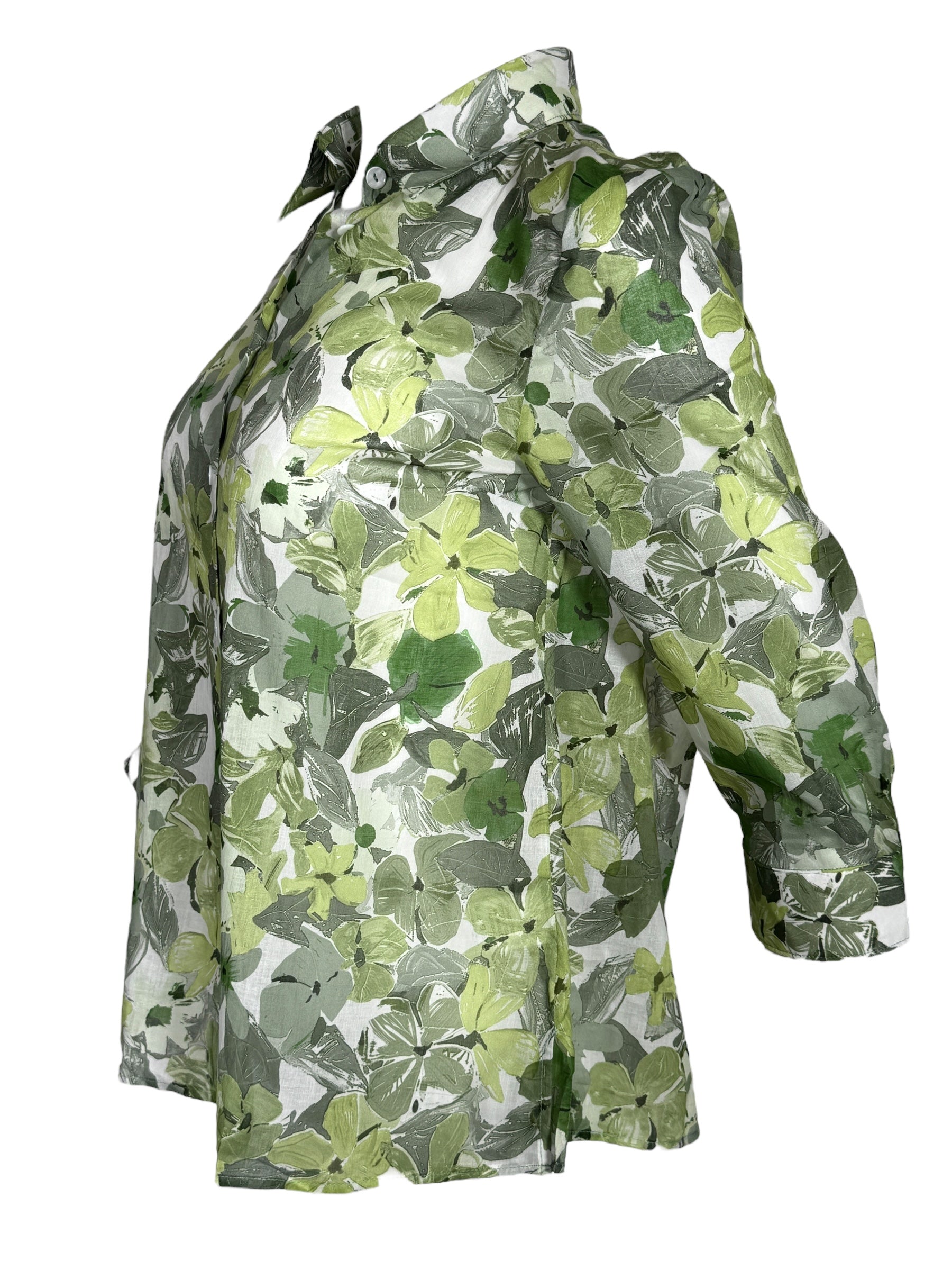 CAMICETTASNOB FLORAL BLOUSE - GREEN & WHITE