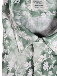 MAZZARELLI LINEN SPORT SHIRT - GREEN FLORAL