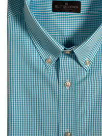 BUTTON DOWN SPORT SHIRT - AQUA MICRO CHECK