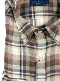 PAUL & SHARK MEN'S SHIRT - BROWN PLAID FLANNEL