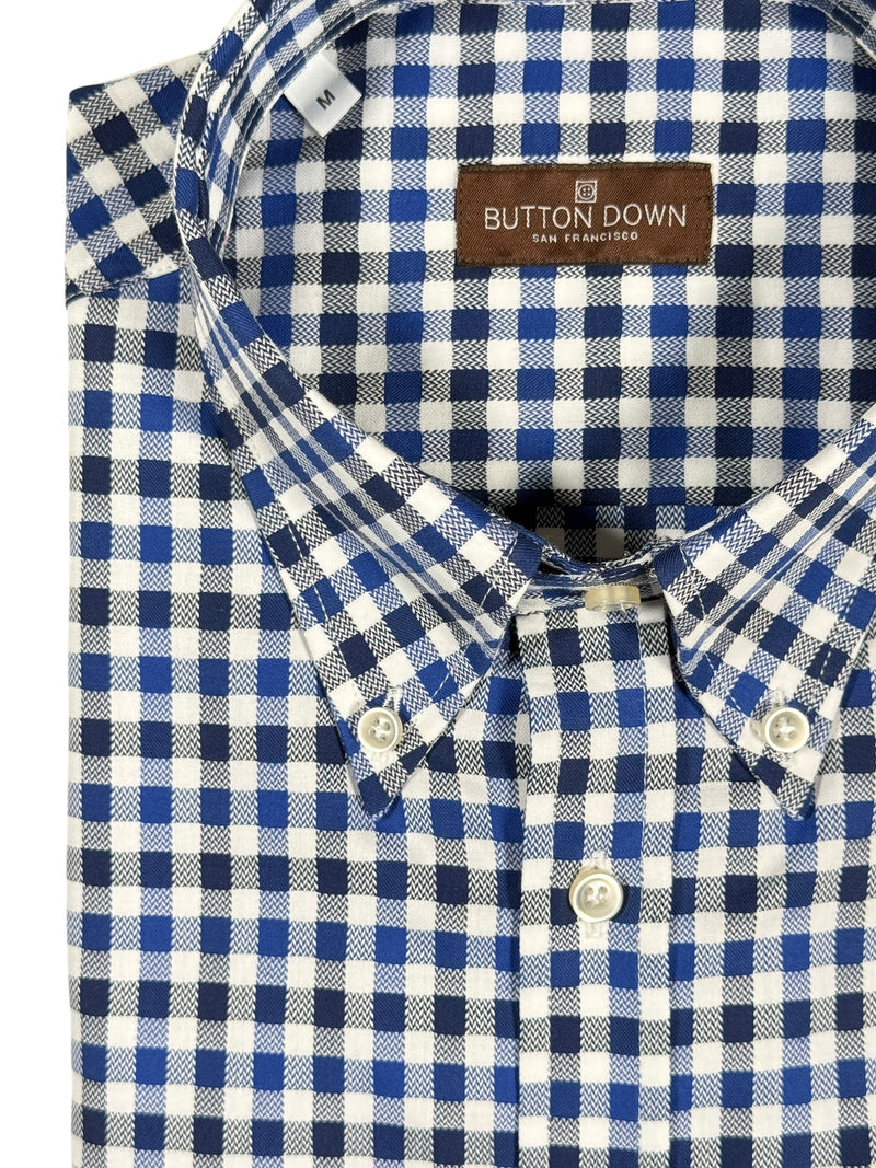 BUTTON DOWN SPORT SHIRT - NAVY/BLUE GINGHAM