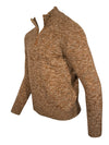 SETTEFILI CASHMERE - 4 PLY QUARTER ZIP MEN'S SWEATER - BROWN/GREY MIX