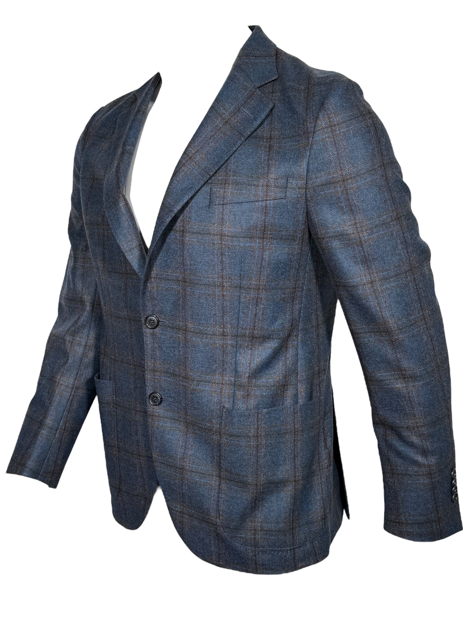 OARS & OLD IVY WOOL/CASHMERE SPORT COAT - NAVY/BROWN CHECK