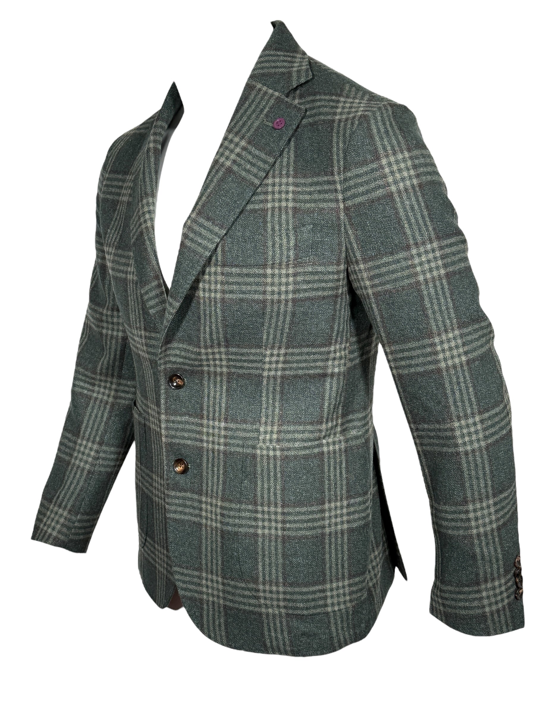 SARTORIA PARTENOPEA SPORT COAT - OLIVE CHECK PLAID