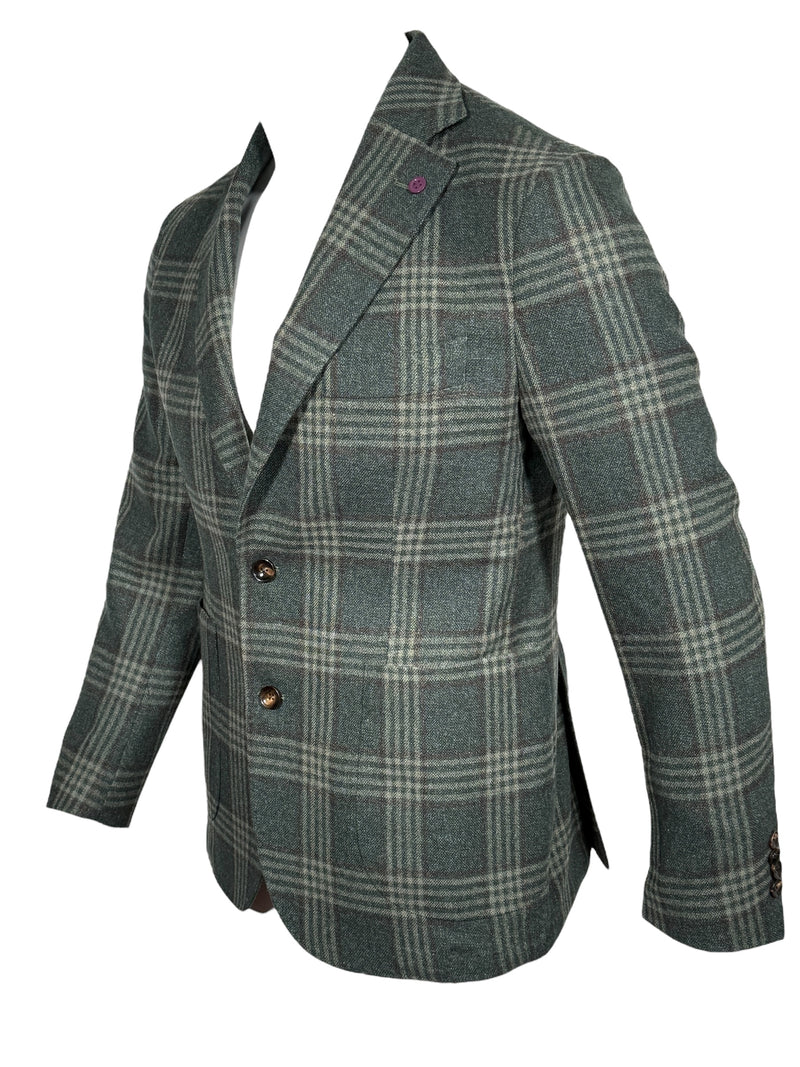 SARTORIA PARTENOPEA SPORT COAT - OLIVE CHECK PLAID