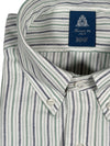 FINAMORE 1925 SHIRT - COTTON-CASHMERE STEEL/GREEN STRIPE