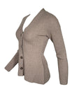 PUROTATTO WOOL/CASHMERE CABLE RIB CARDIGAN - NOCCIOLA
