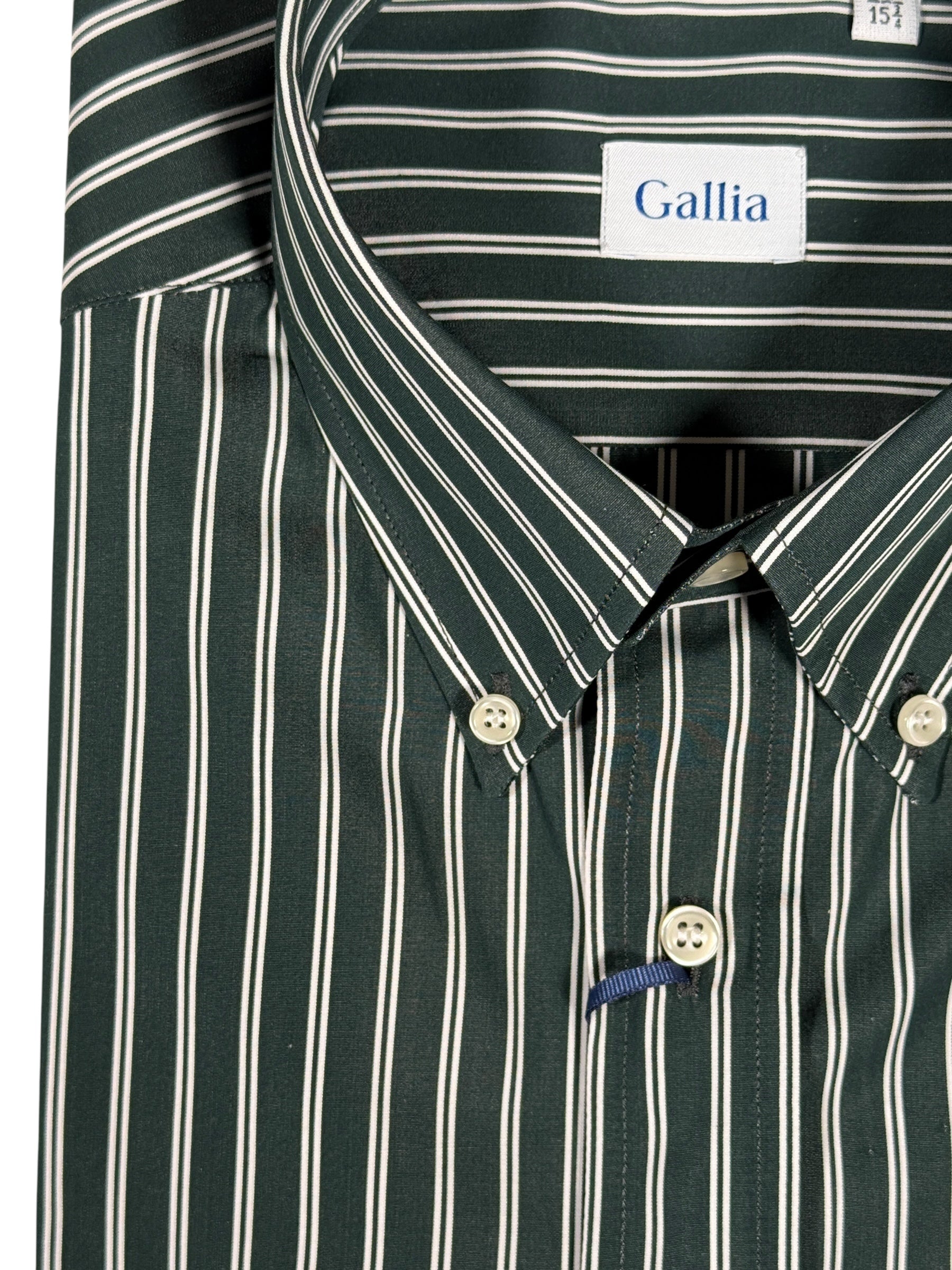 GALLIA MEN'S SHIRT - OLIVE WITH WHITE DOUBLE STRIPE