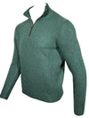 FEDELI CASHMERE TWIST 1/4 ZIP SWEATER - BOTTLE GREEN