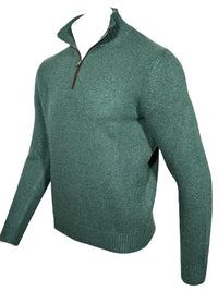 FEDELI CASHMERE TWIST 1/4 ZIP SWEATER - BOTTLE GREEN