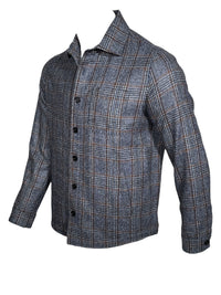 MAURIZIO BALDASSARI CLASSIC WOOL OVERSHIRT JACKET - BLUE NAVY PLAID