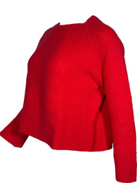 ROSSO 35 BASKET STITCH CREW SWEATER - CHERRY