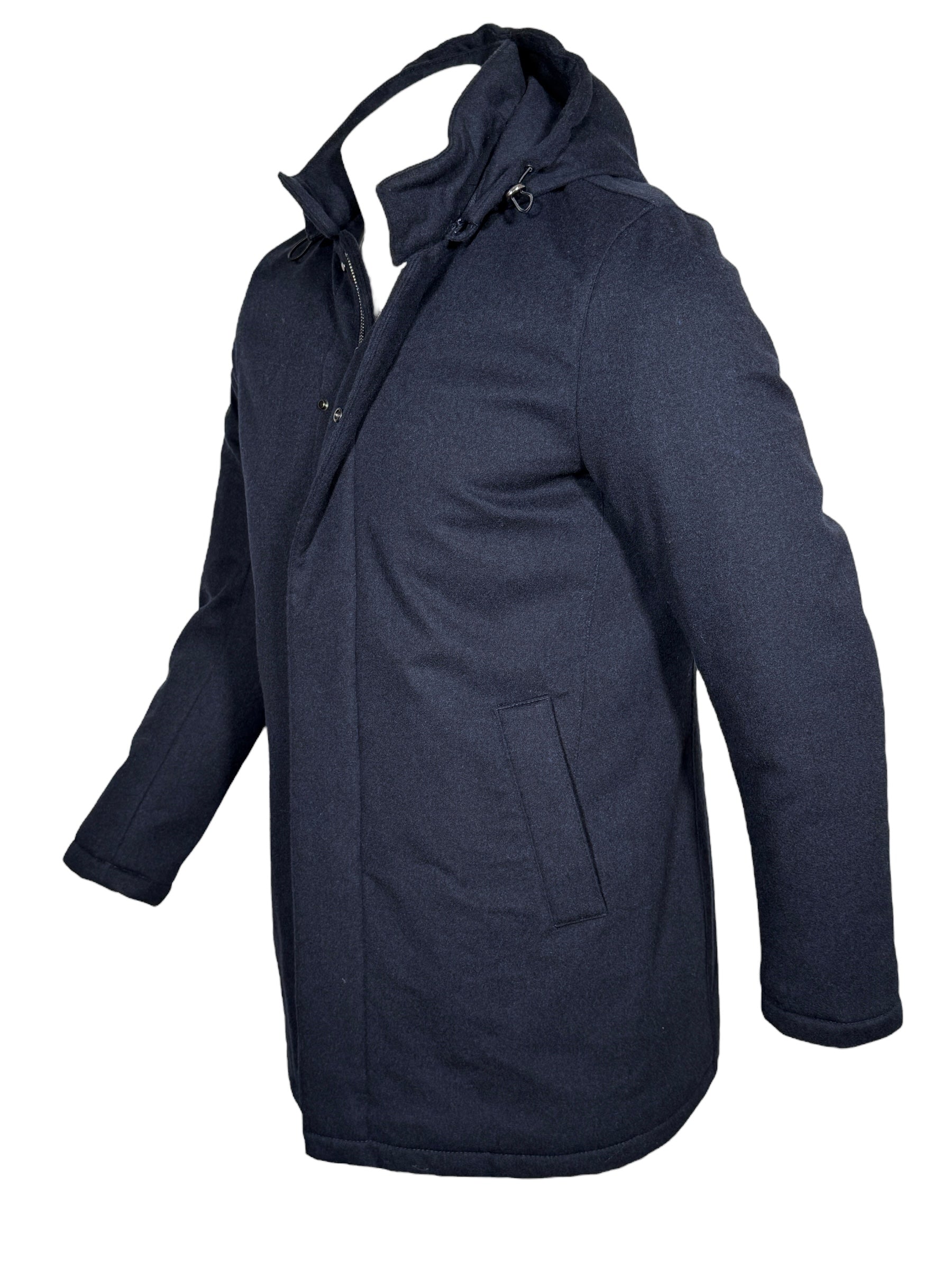 FRADI LORO PIANA STORM SYSTEM CITY COAT WITH REMOVABLE HOOD - NAVY