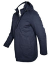 FRADI LORO PIANA STORM SYSTEM CITY COAT WITH REMOVABLE HOOD - NAVY