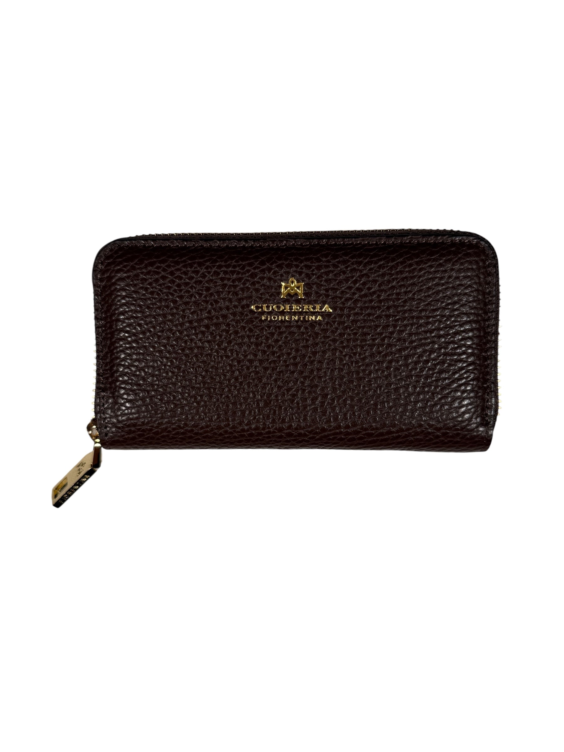 CUOIERIA FIORENTINA MINI ZIP WALLET - CHOCOLATE
