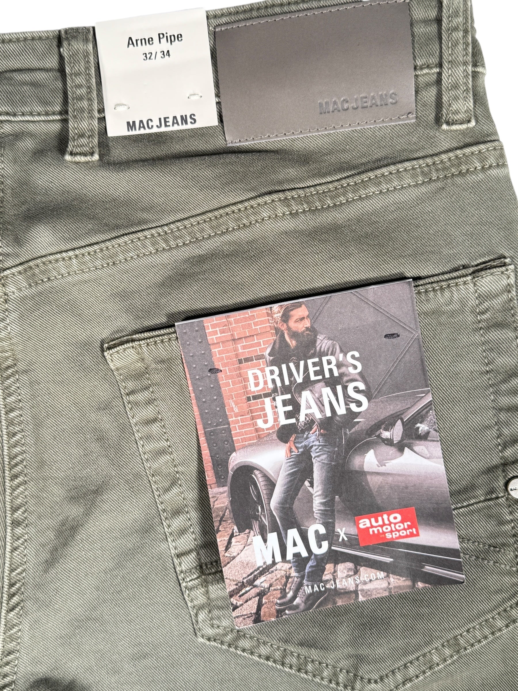 MAC MEN'S ARNE PIPE DENIMFLEXX PANT - LEAF GREEN