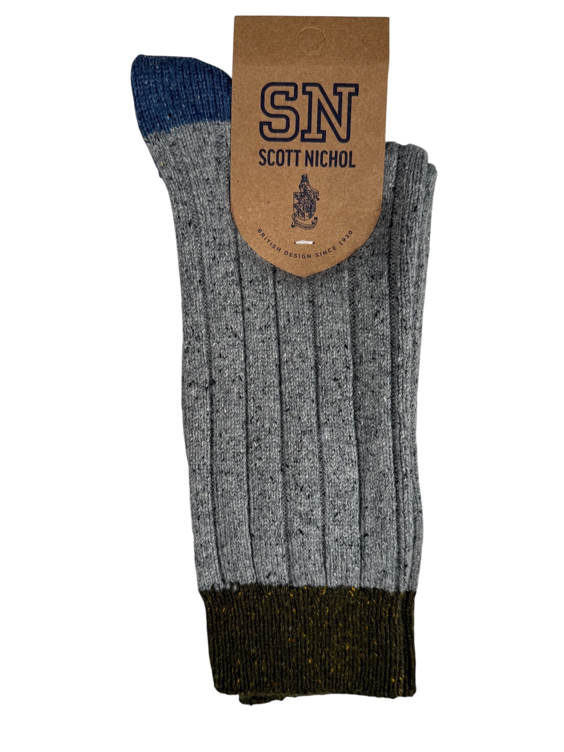 PANTHERELLA THORNHAM MEN'S WOOL SOCK - MID GREY FLECK