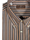 BUTTON DOWN SPORT SHIRT - BROWN/ORANGE STRIPE