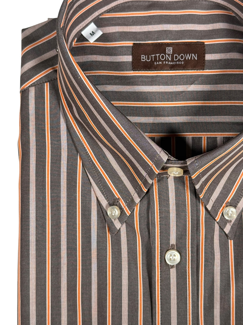 BUTTON DOWN SPORT SHIRT - BROWN/ORANGE STRIPE