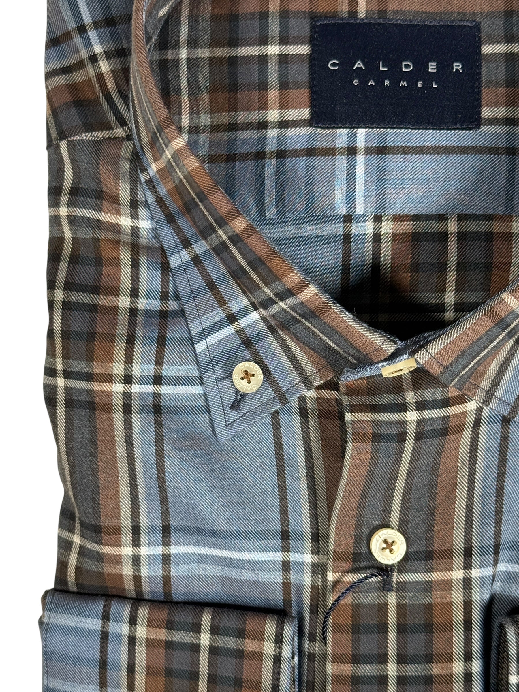 CALDER CARMEL MEN'S SHIRT - DENIM TWILL PLAID