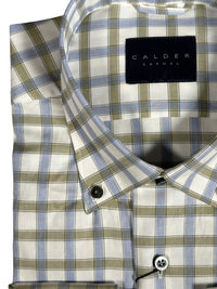 CALDER CARMEL MEN'S SHIRT - OLIVE/BLUE WINDOWPANE
