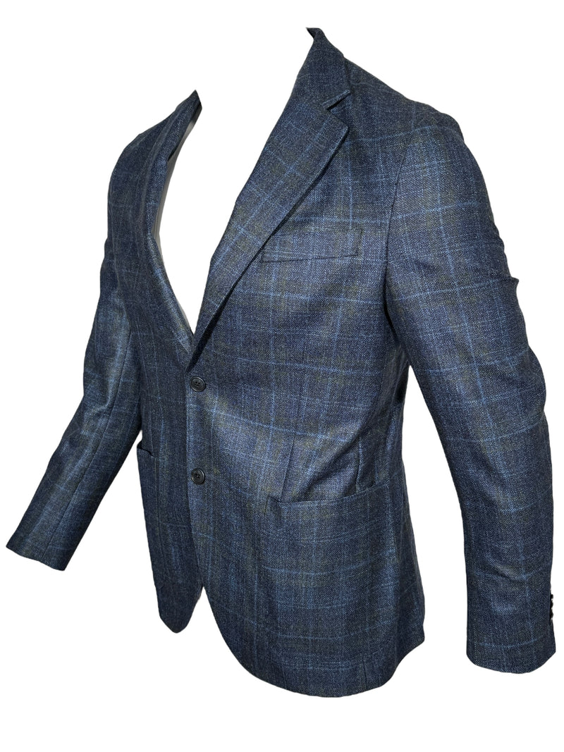 OARS & OLD IVY WOOL/SILK/CASHMERE SPORT COAT - NAVY/OLIVE CHECK