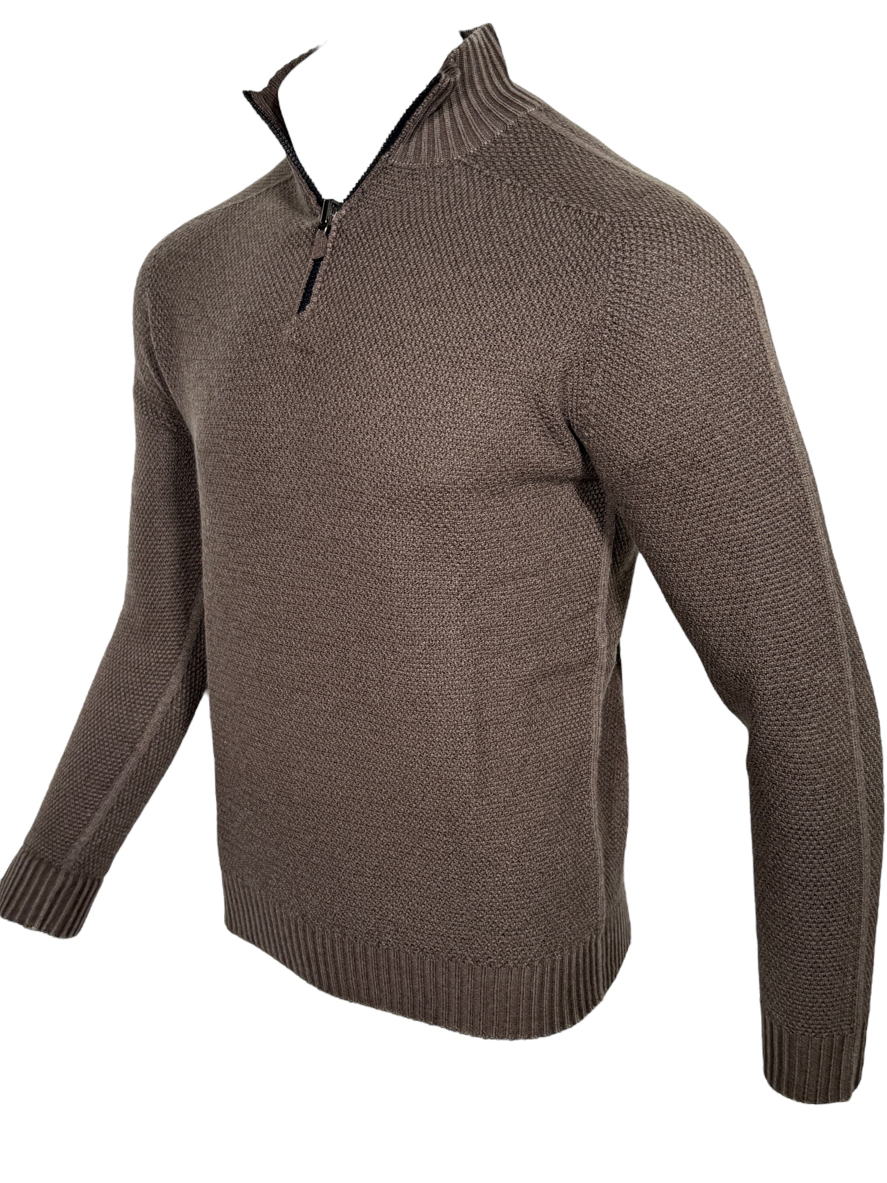 FLY3 REVERSIBLE 1/4 ZIP SWEATER - BROWN