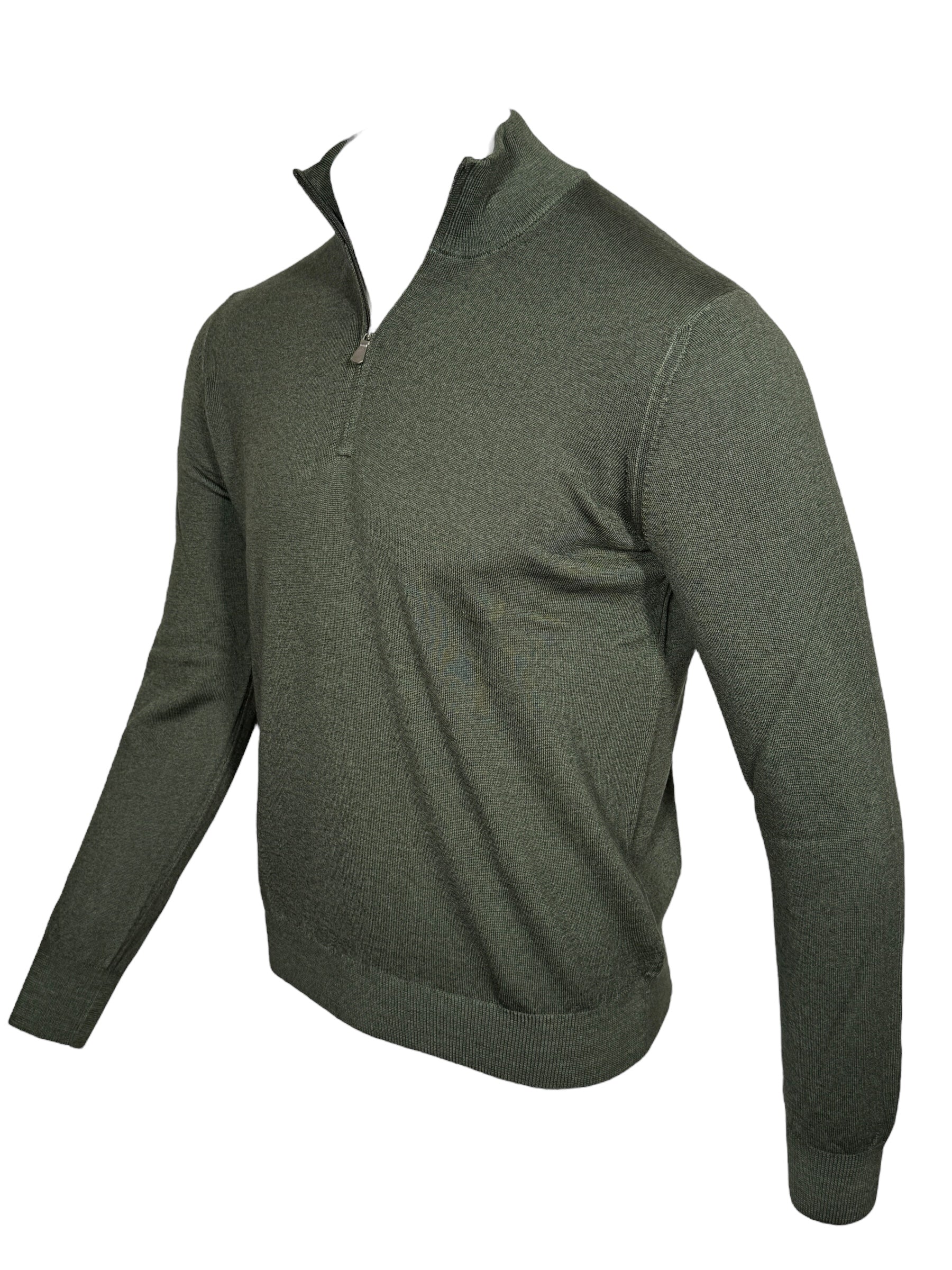 BUTTON DOWN VINTAGE 1/4 ZIP SWEATER - OLIVE