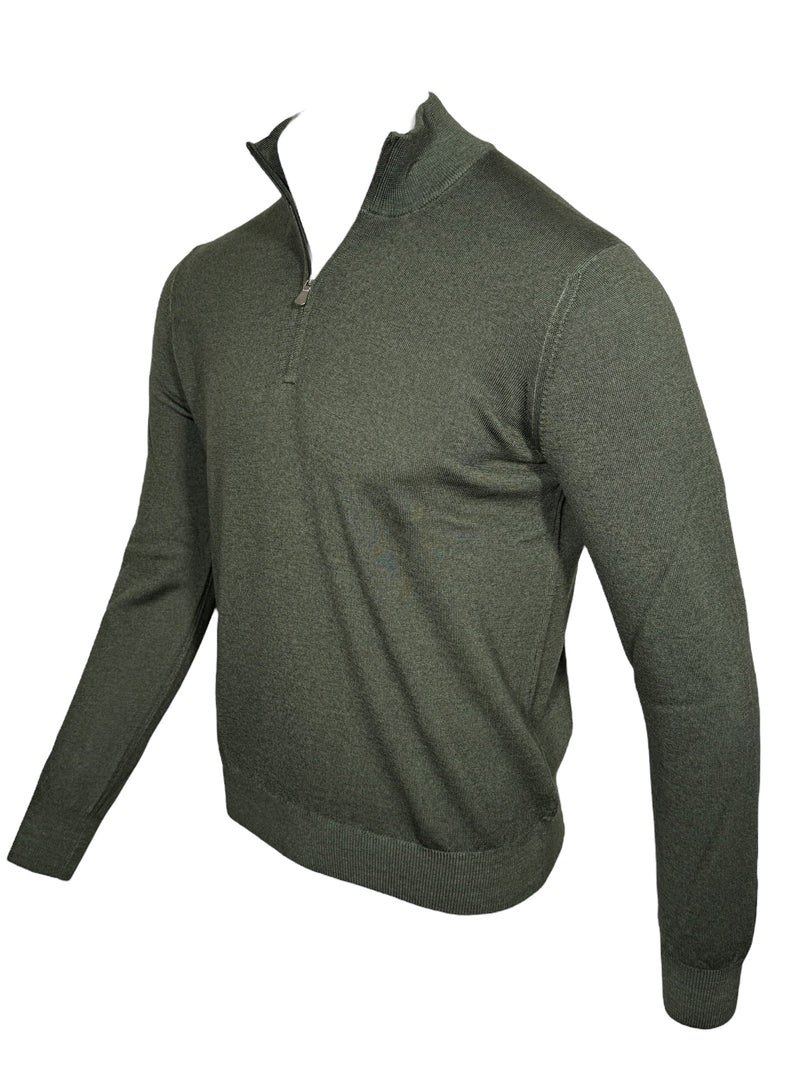 BUTTON DOWN VINTAGE 1/4 ZIP SWEATER - OLIVE