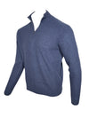 FIORONI CASHMERE MEN'S SCALE KNIT 1/4 ZIP SWEATER - DENIM