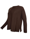 HUBERT GASSER MERINO ROUND NECK SWEATER - DARK BROWN