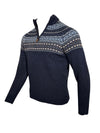ALAN PAINE HOLMSTON 1/4 ZIP FAIRISLE SWEATER - VINTAGE HEATHER