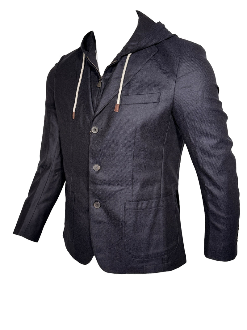 EMANUEL BERG WOOL/CASHMERE D-CONTRUCTED SHIRT JACKET - NAVY