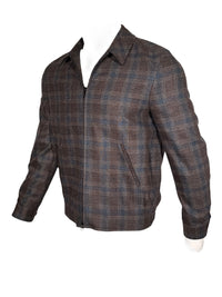 OARS & OLD IVY COLUMBO CASHMERE JACKET - BROWN/BLUE CHECK