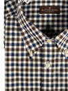 BUTTON DOWN SPORT SHIRT - NAVY/BROWN GINGHAM