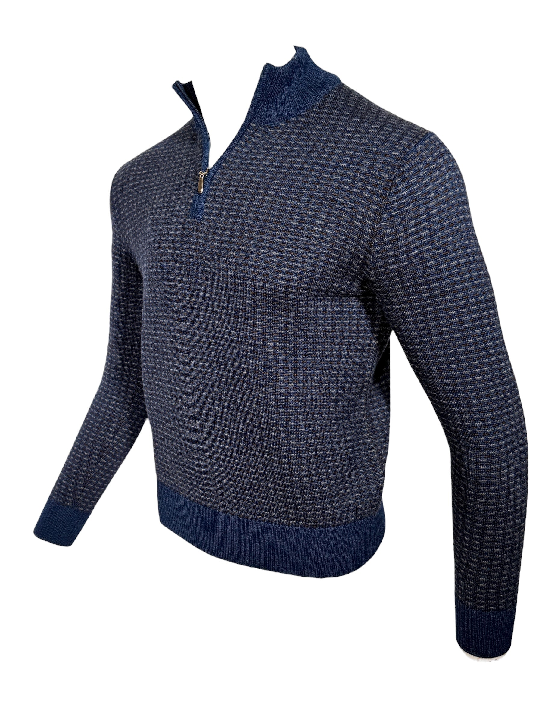 PERU UNLIMITED TRI COLOR 1/4 ZIP SWEATER - BLUE