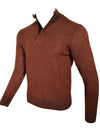PERU UNLIMITED 1/4 ZIP SWEATER WITH LEATHER TRIM - RUST