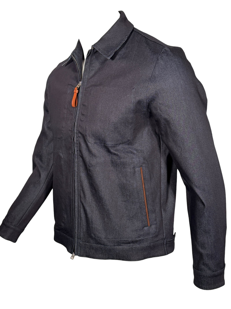 MANTO DENIM JACKET WITH LOTUS PRINT - BLUE