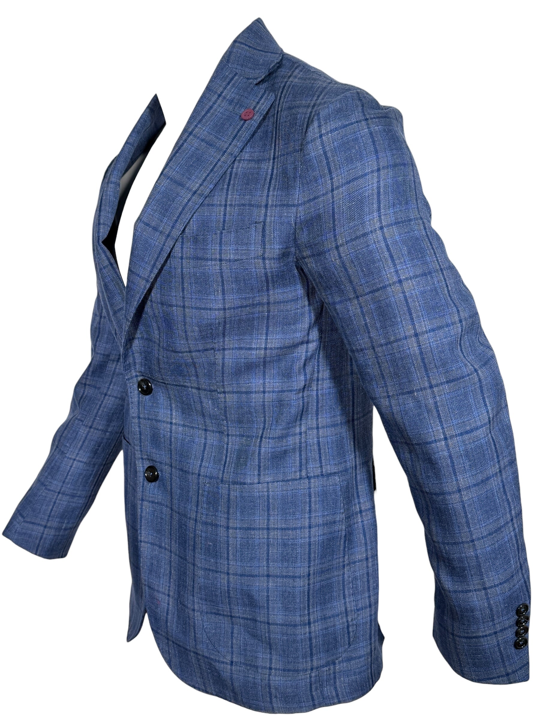 SARTORIA PARTENOPEA SPORT COAT - NAVY & BLUE PLAID