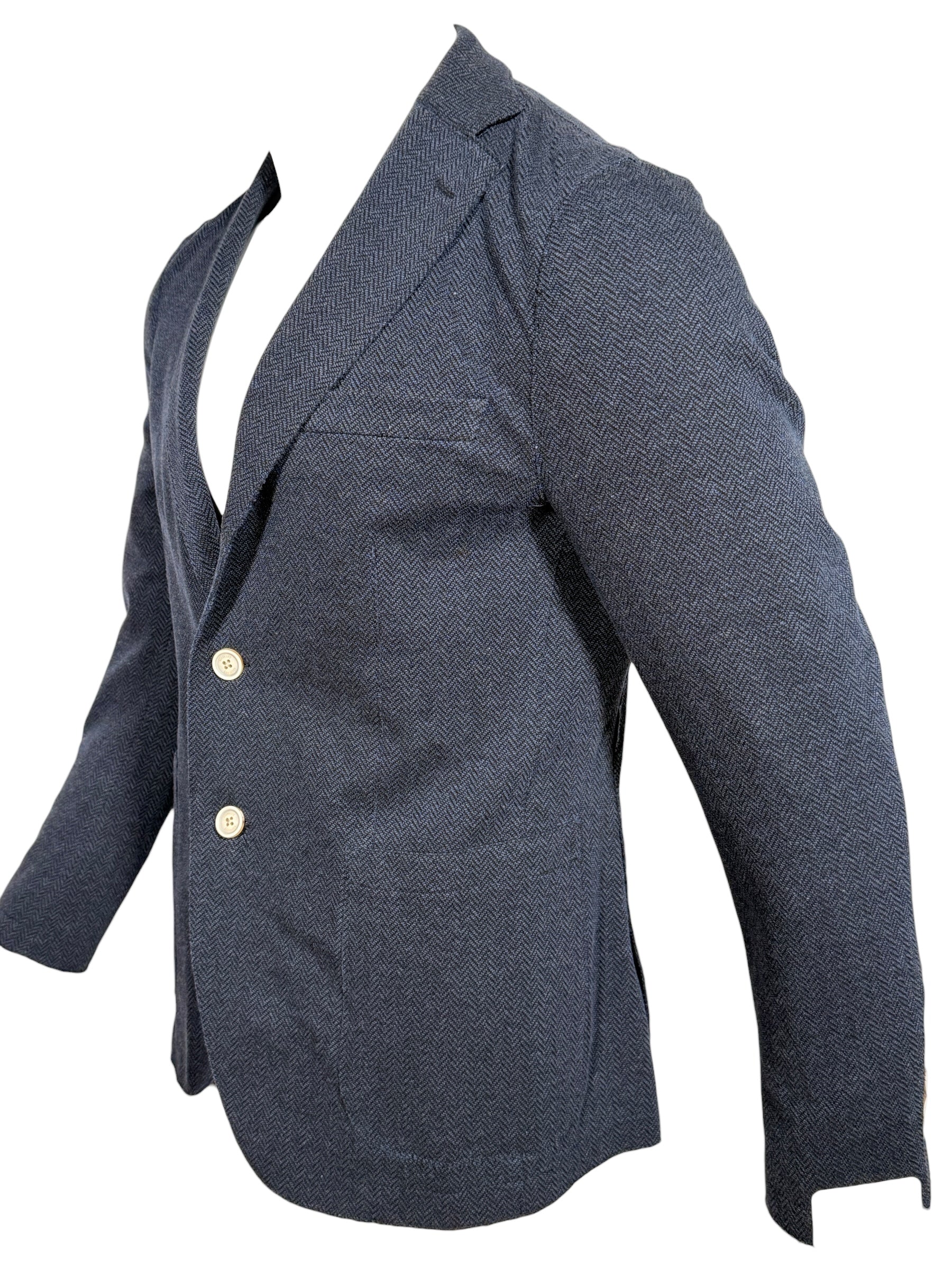 ELEVENTY MEN'S HERRINGBONE SPORT JACKET - BLUE