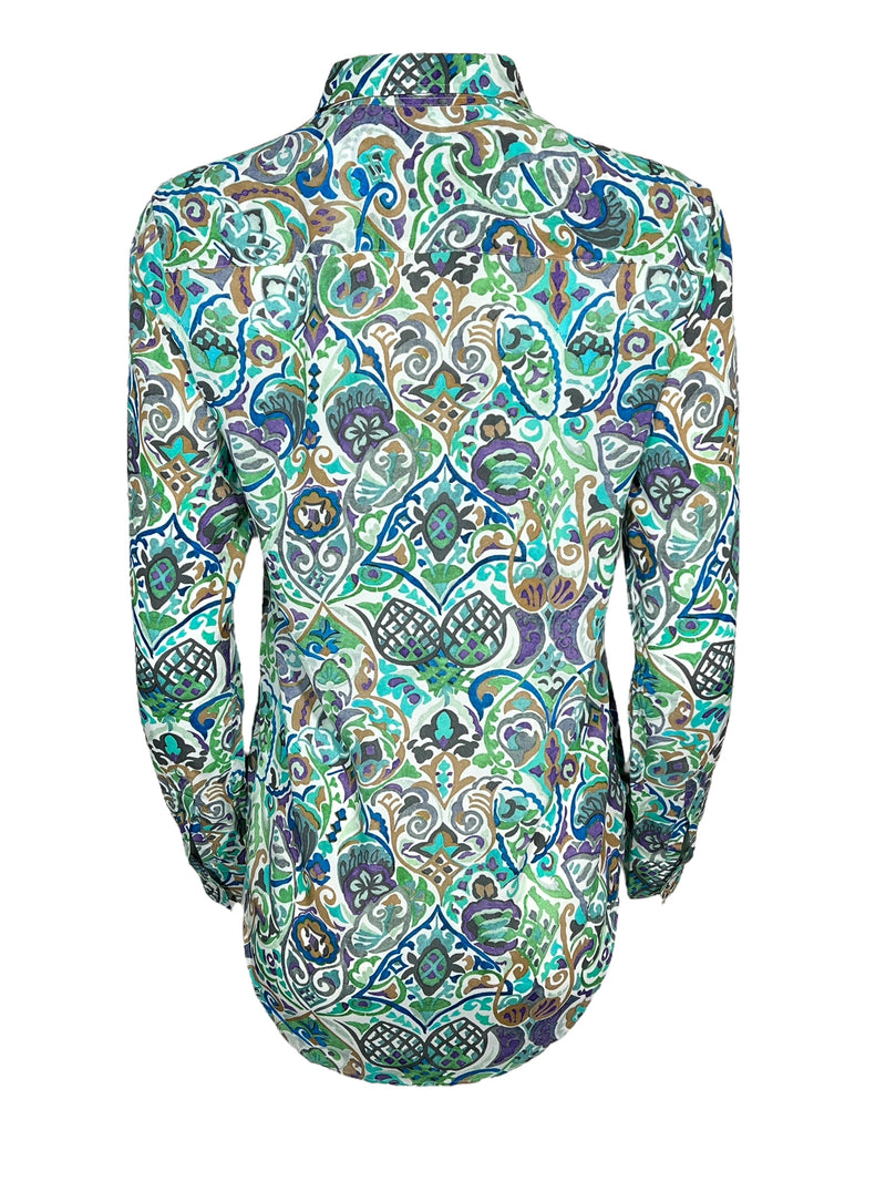 XACUS ABSTRACT PAISLEY BLOUSE - BLUE
