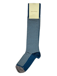 EDWARD ARMAH MEN'S SOCK - BLUE GREY/LIGHT GREY HOUNDSTOOTH