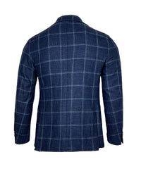 SARTORIA PARTENOPEA SPORT COAT - NAVY/LIGHT BLUE BOX CHECK