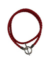 SPIVEY MEN'S BRAIDED LEATHER BRACELET - RED WITH STERLING