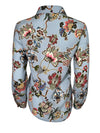 CAMICETTASNOB STRETCH SILK BLOUSE - LIGHT BLUE FLORAL